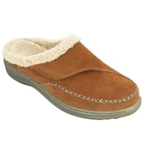 Orthofeet Camel Genuine Suede Indoor Outdoor House Shoes Slippers Women 11 Wide